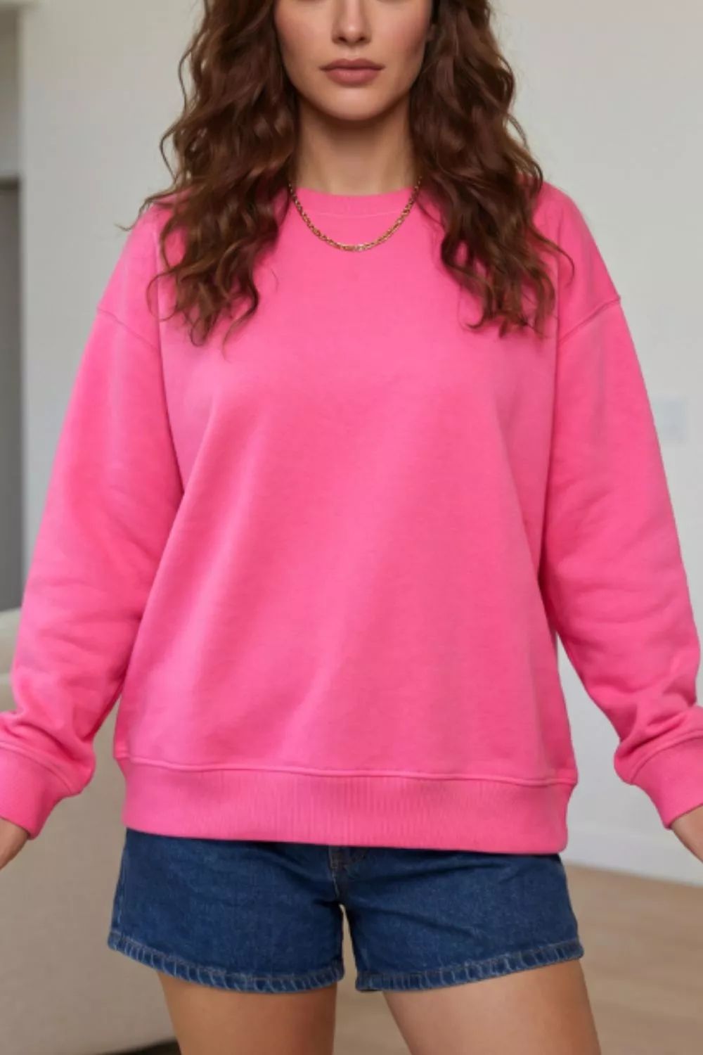 Slogan Print Round Neck Long Sleeve Sweatshirt, image 2