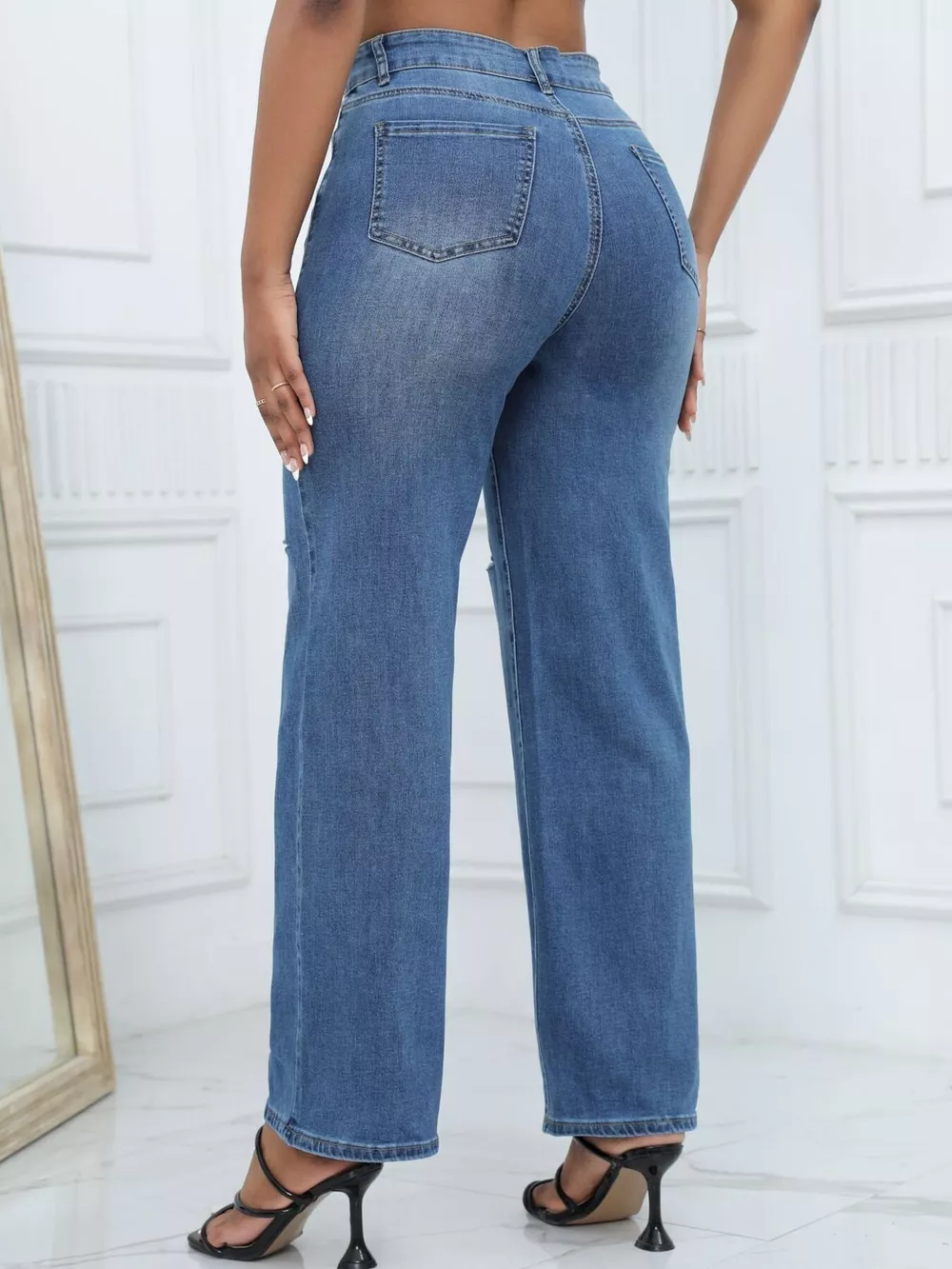 Distressed Wide-Leg Jeans, image 12