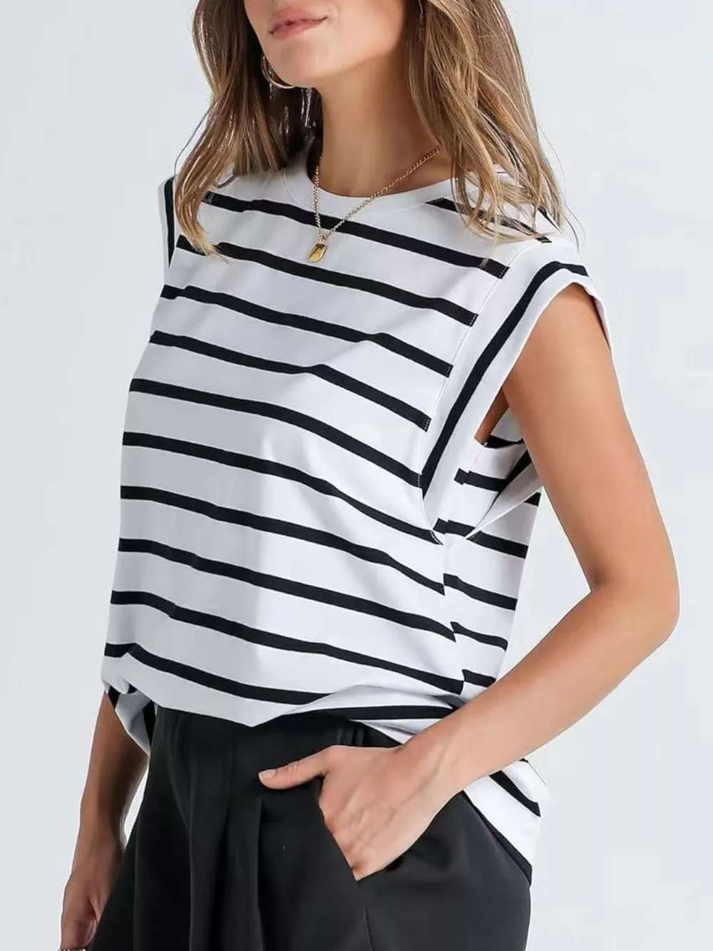 Striped Round Neck Tank, image 5