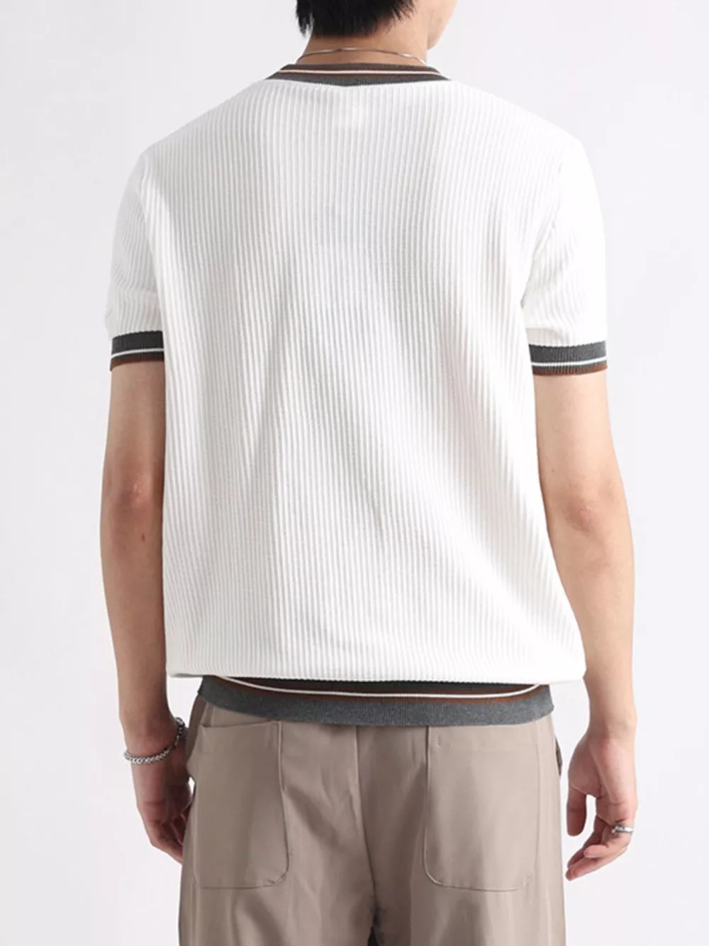 Men's Plus Size Contrast Trim Shorts Sleeve T-Shirt, image 9