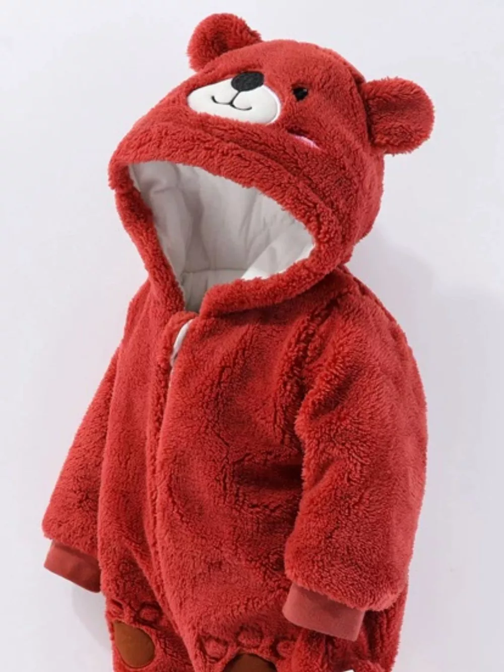 Children's Cozy Bear Hooded Fleece One-Piece, image 3
