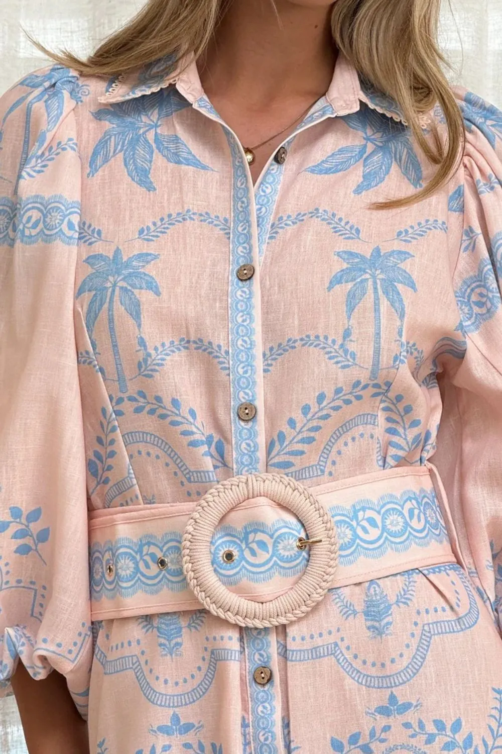 Printed Balloon Sleeve Maxi Shirt Dress, image 2