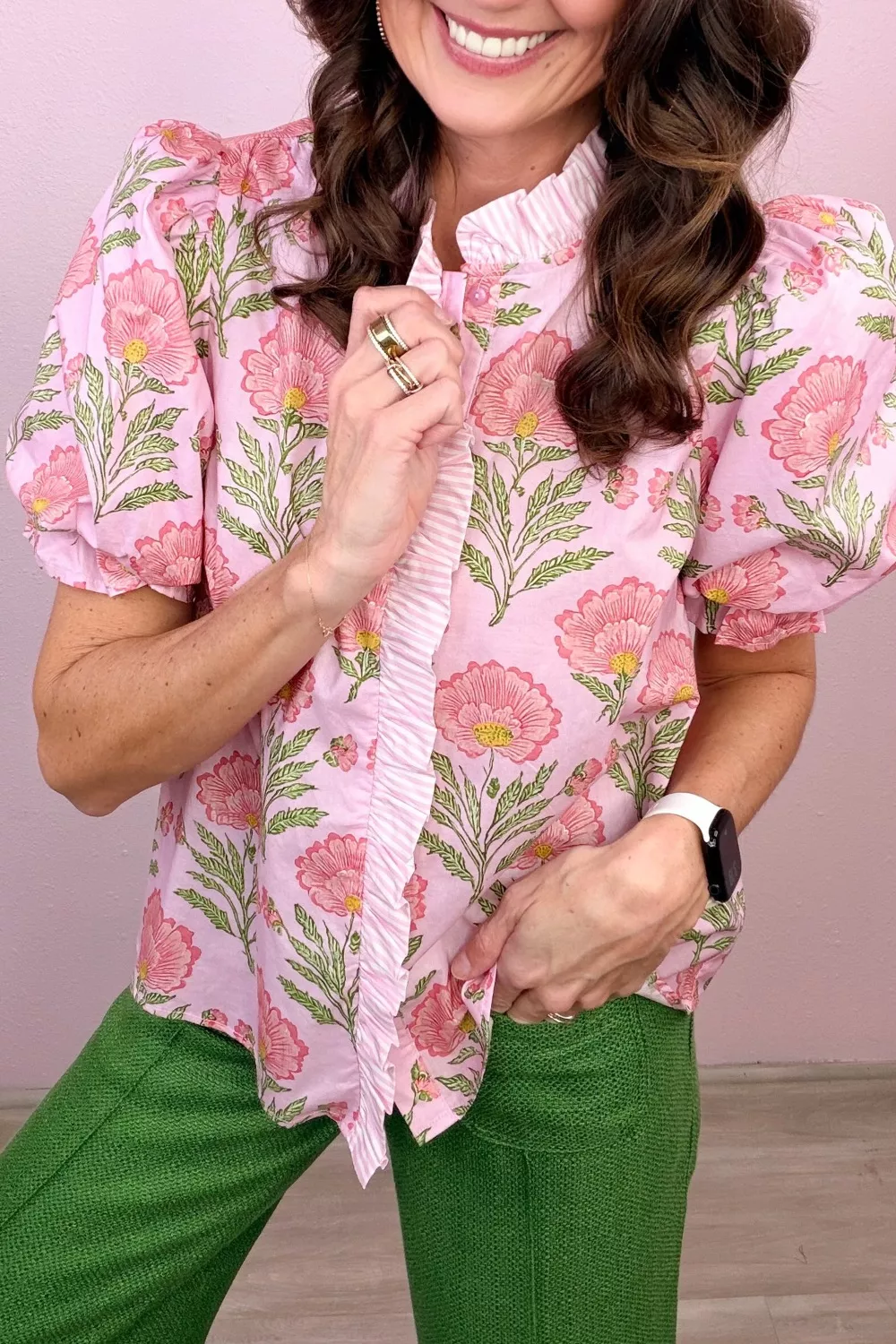 Floral Print Puff Sleeve Blouse