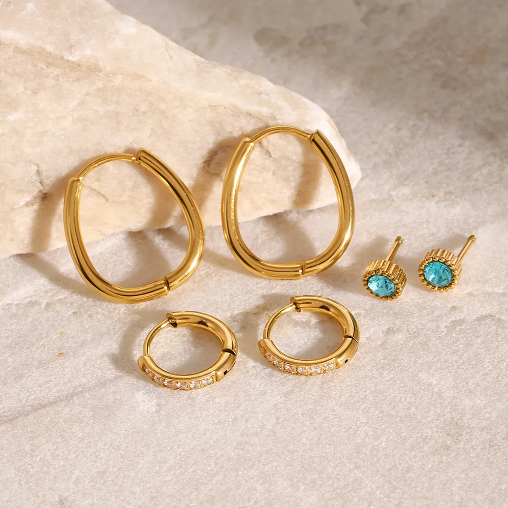 3-Piece 18K Gold-Plated Earrings, image 4