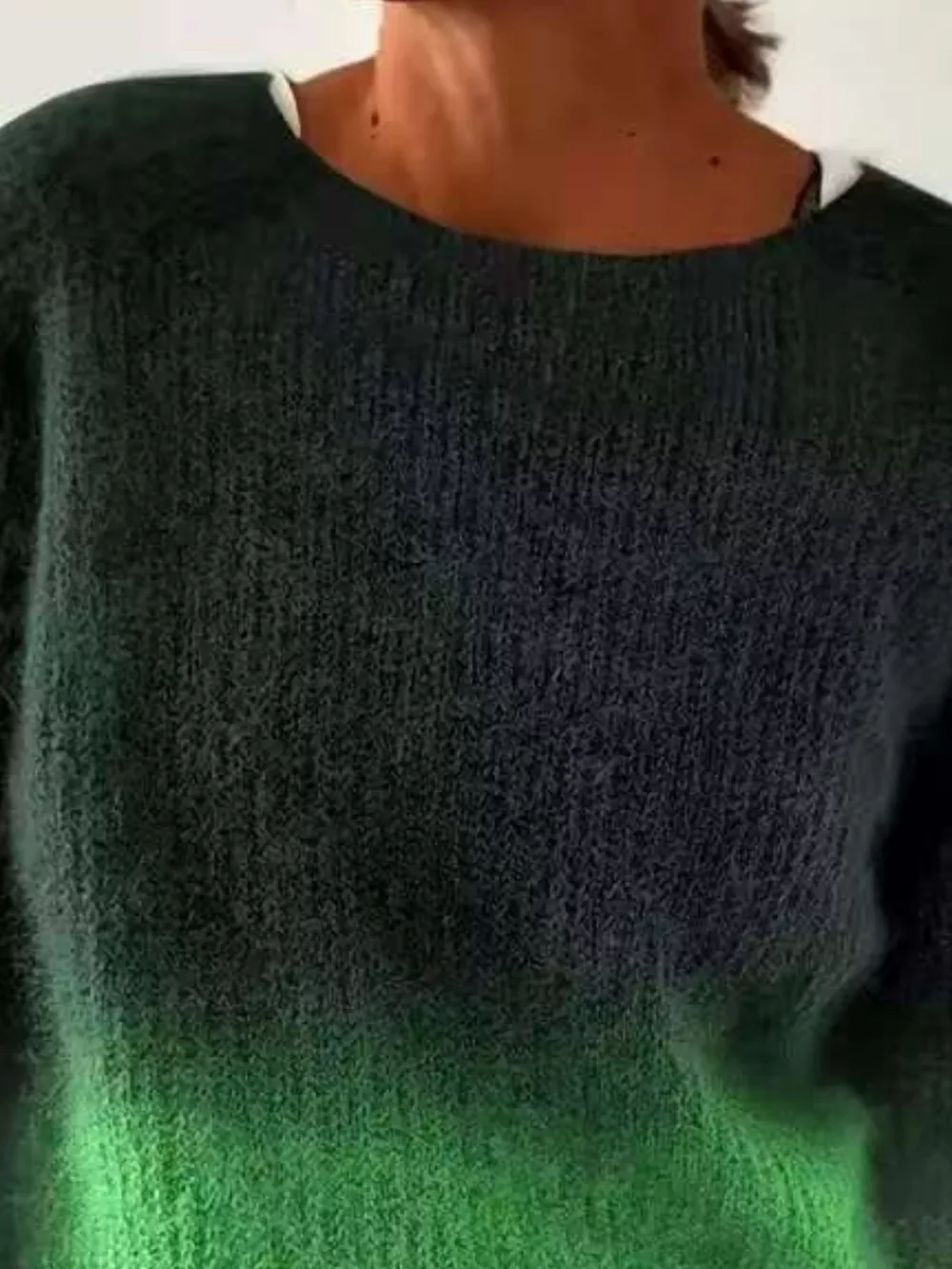 Full Size Vintage Patterned Round Neck Sweater Plus Size, image 6