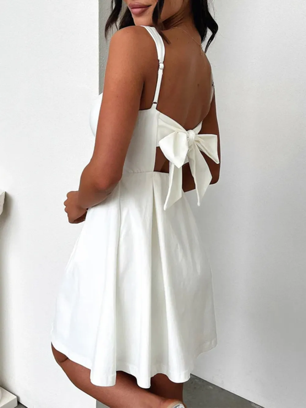 Bow Back Square Neck Mini Dress, image 5