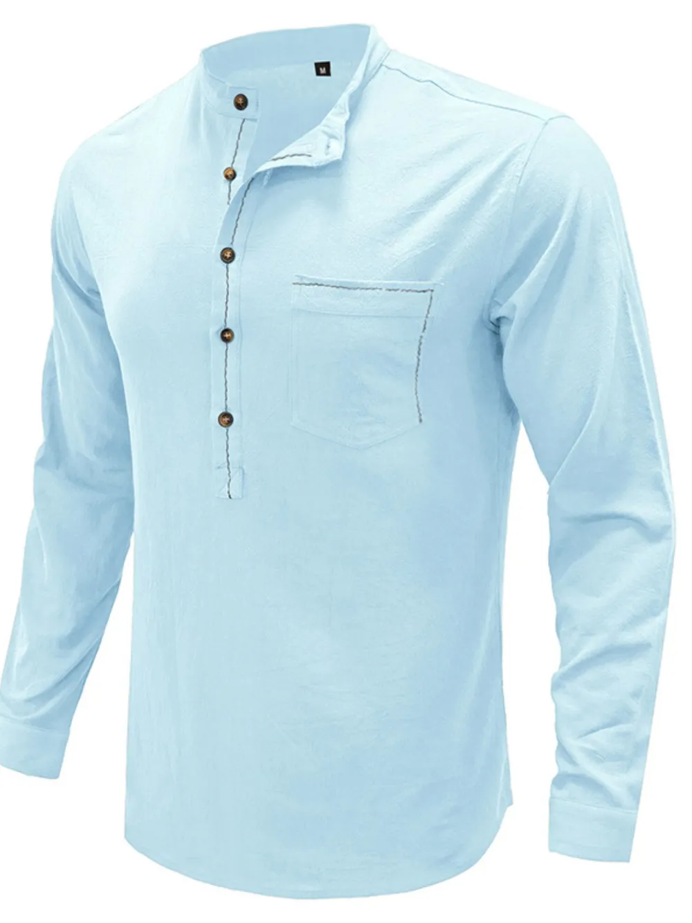 Men's Button Detail Long Sleeve Polo Shirt, image 8