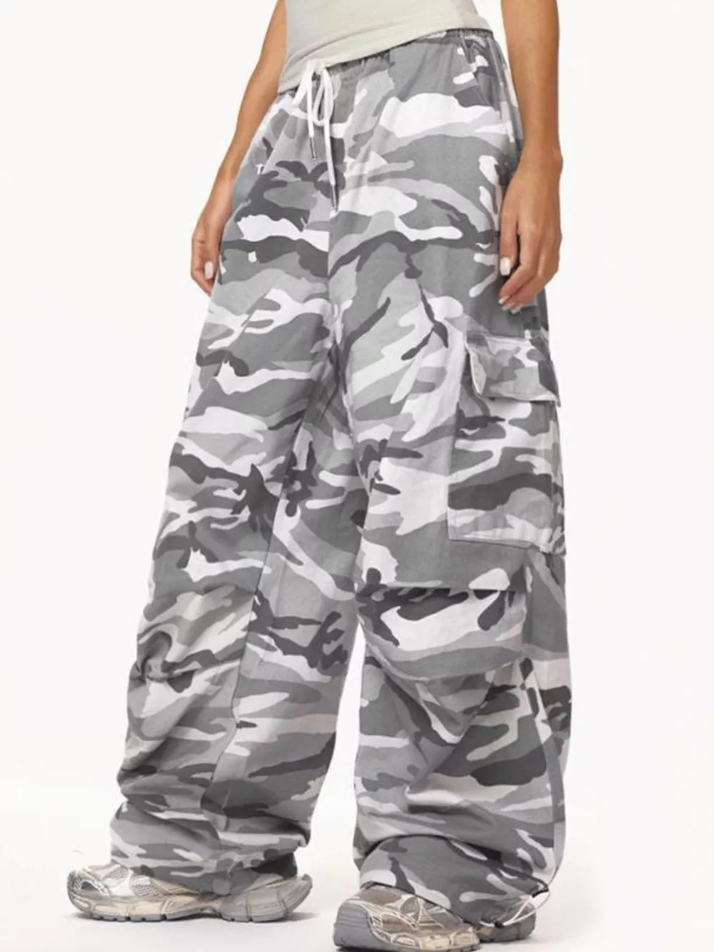 Camouflage Cargo Pants with Drawstring Waist, image 5