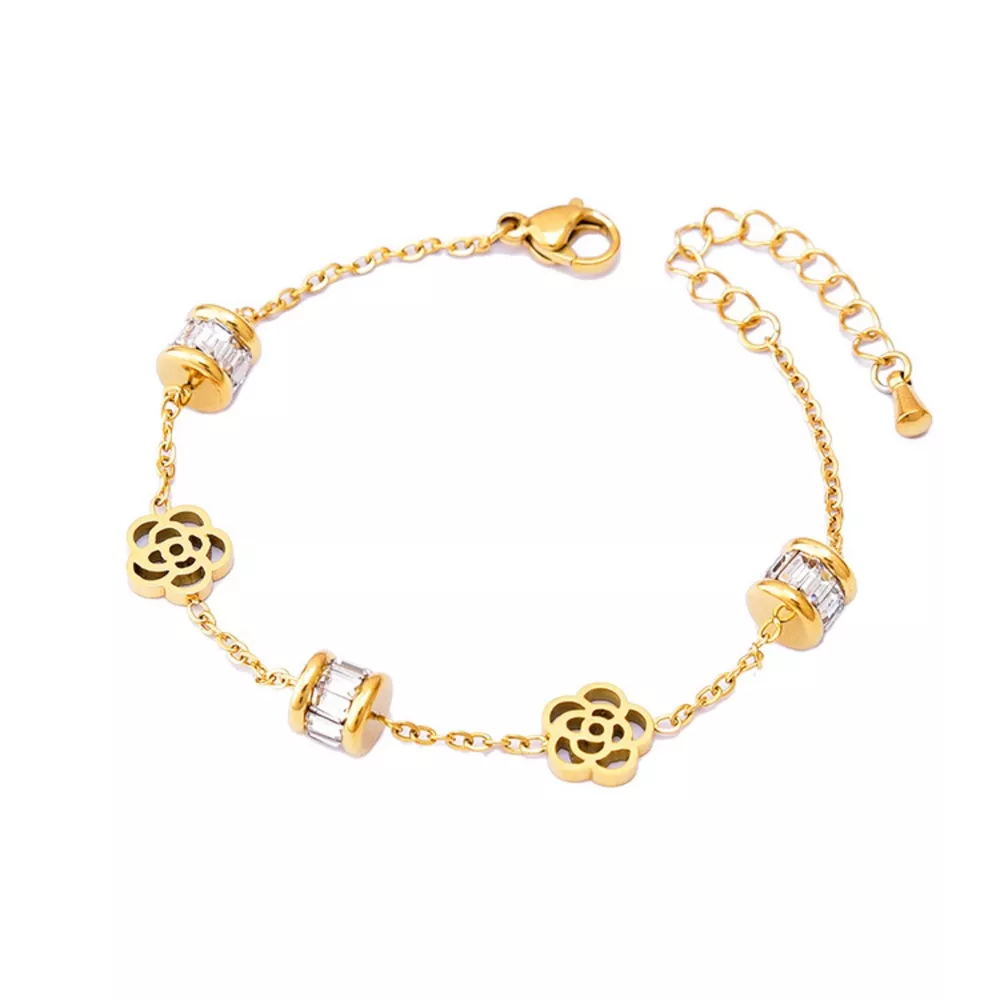 18K Gold-Plated Flower Bracelet, image 2
