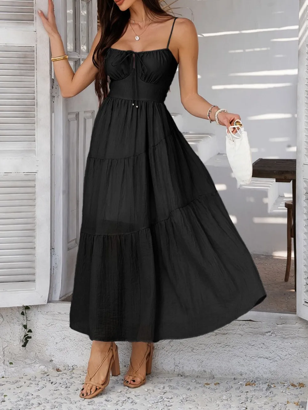 Smocked Tiered Maxi Cami Dress, image 8