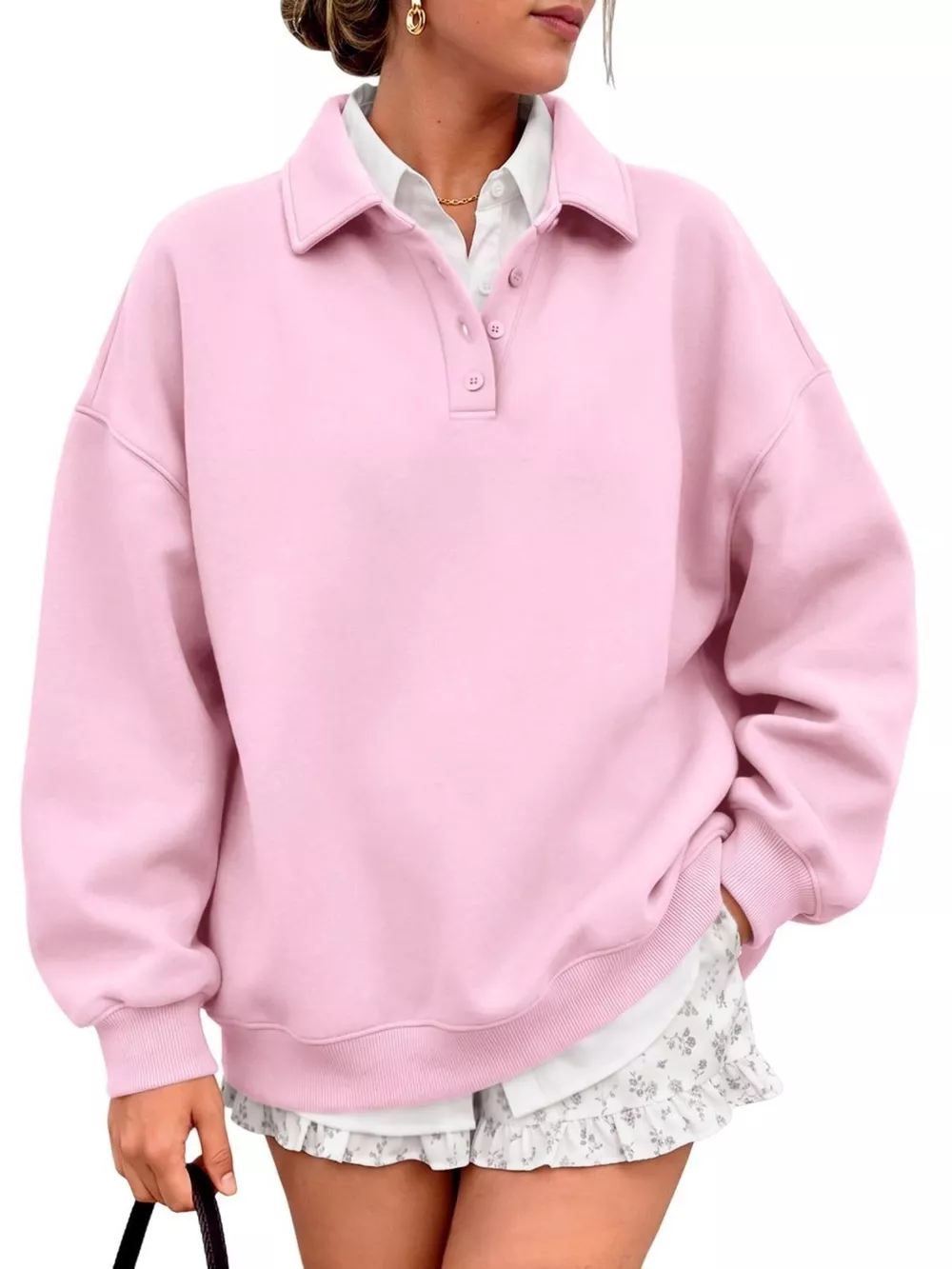 Button Detail Dropped Shoulder Sweatshirt, image 11
