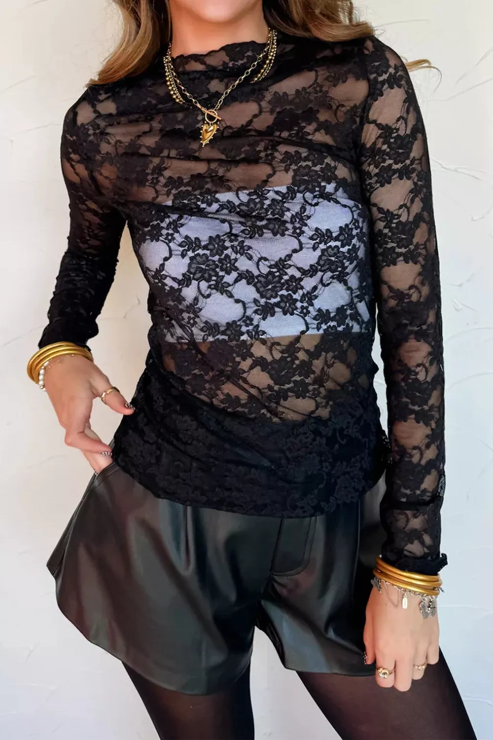 Floral Lace Long Sleeve Top, image 4