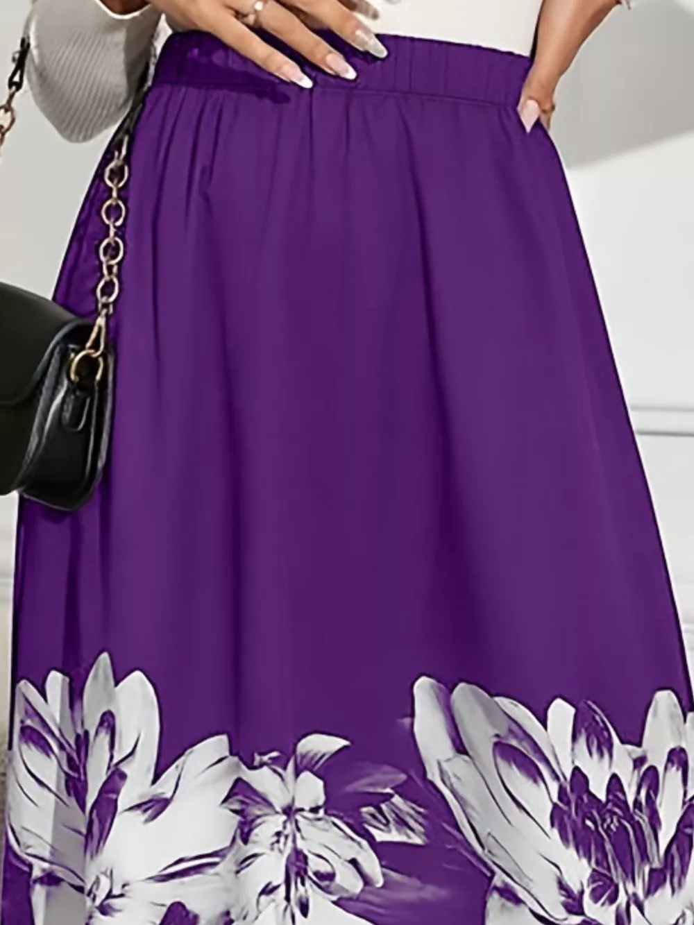 Floral Print A-Line Midi Skirt, image 4