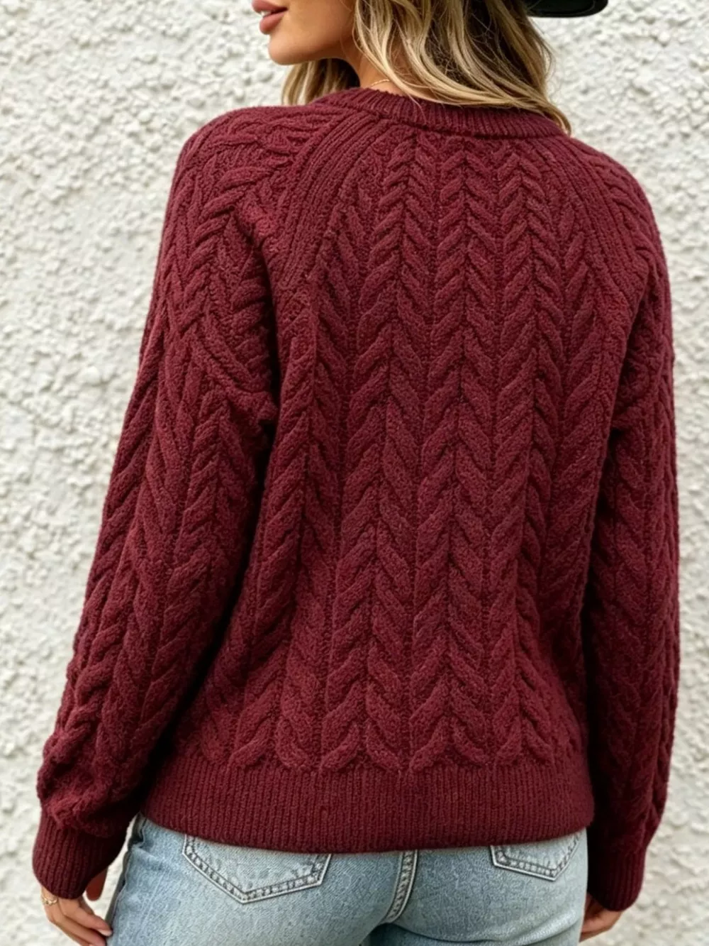 Cable-Knit Raglan Sleeve Sweater, image 7
