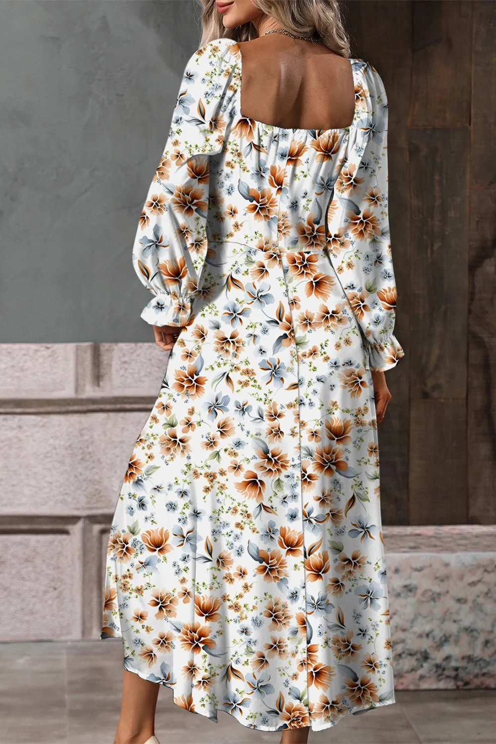 Floral Print Flounce Sleeve Midi Dress, image 6