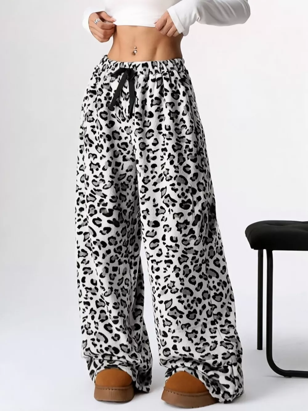 Leopard Wide Leg Plush Pants, image 7