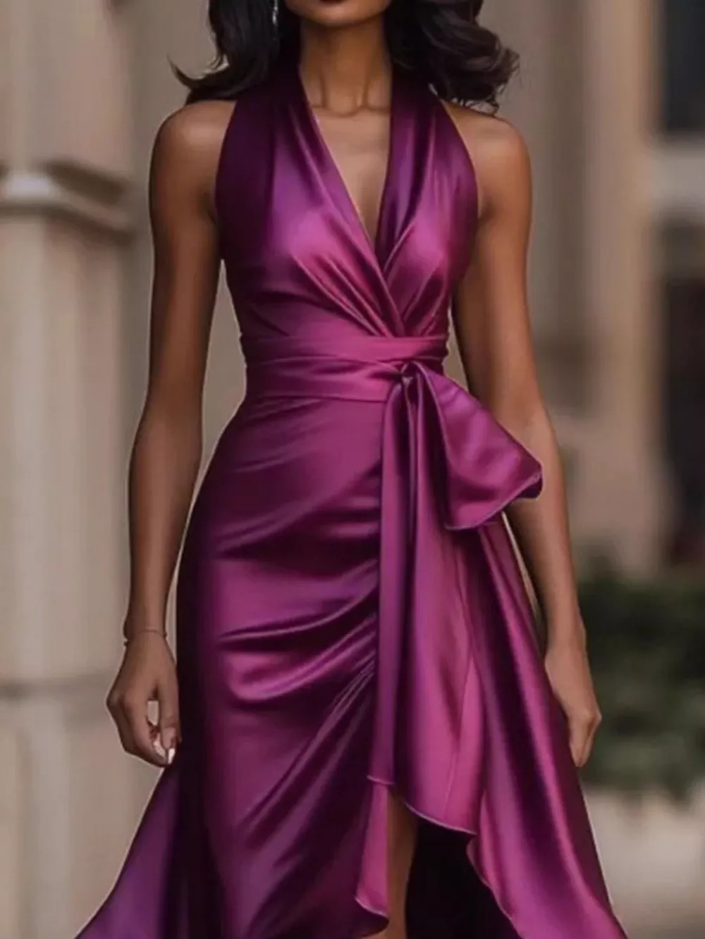 Full Size High-Low Ruffled Satin Maxi Dress Plus Size, image 13