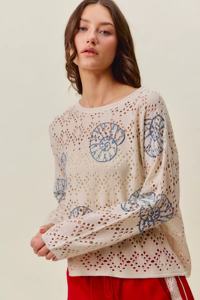Seashell Lightweight Sweater Top, image 11