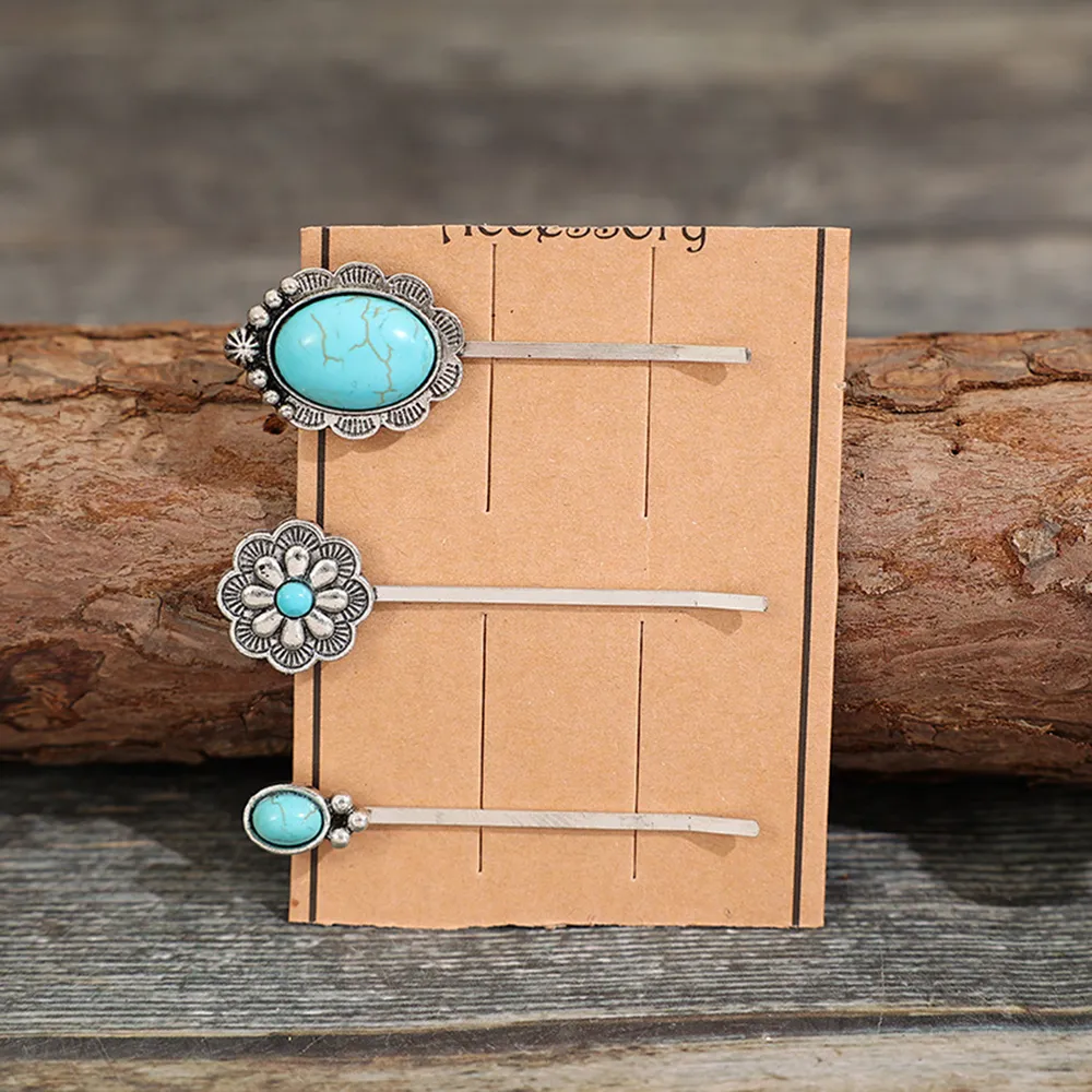 3 PCS/Set Artificial Turquoise Hair Pins, image 2
