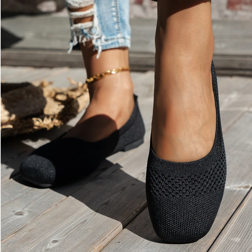 Square Toe Solid Color Mesh Slip-Ons, image 6