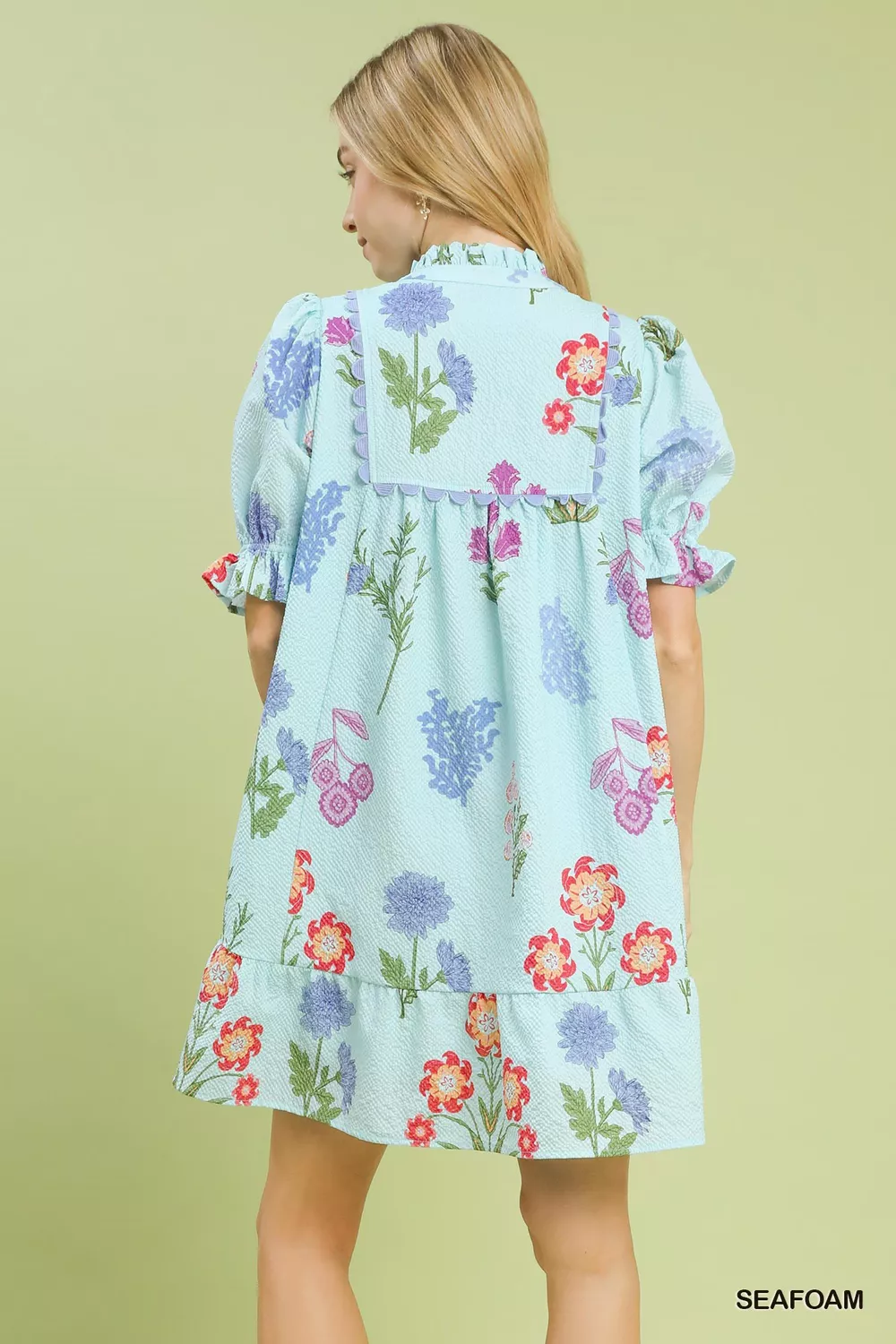 Multi Flower Print V-Neck Dress, image 3
