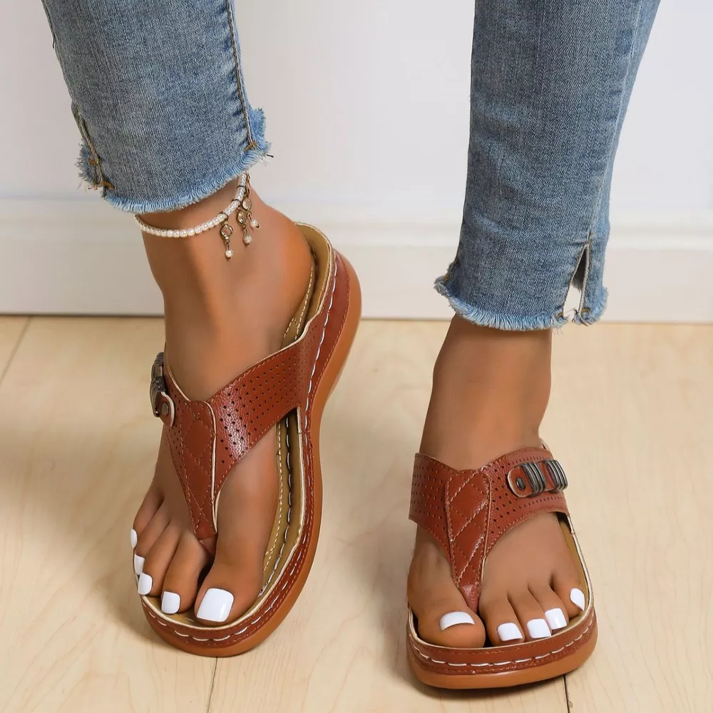 Toe Post Wedge Sandals, image 4