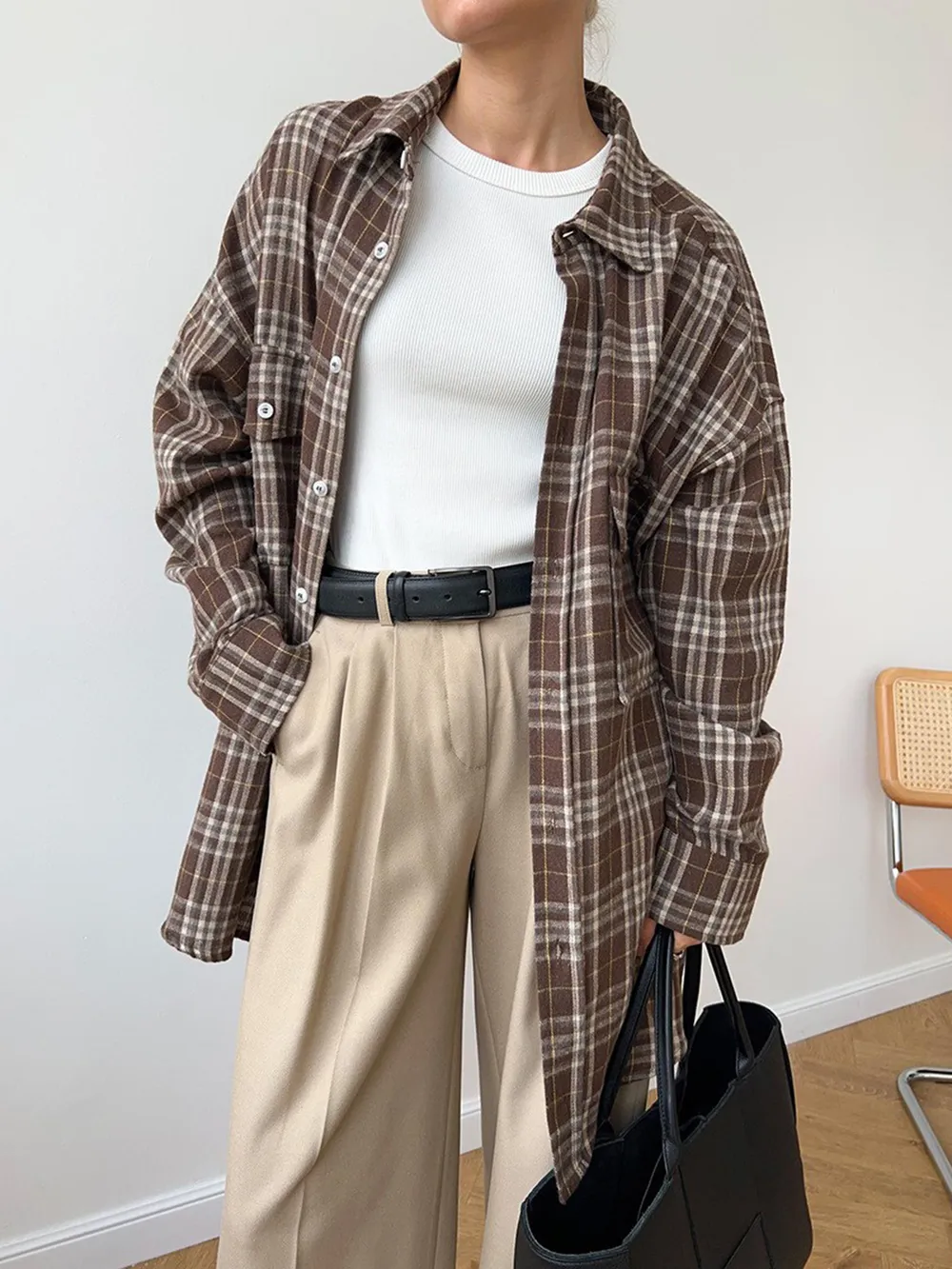Pocketed Plaid Button Up Shacket, image 2