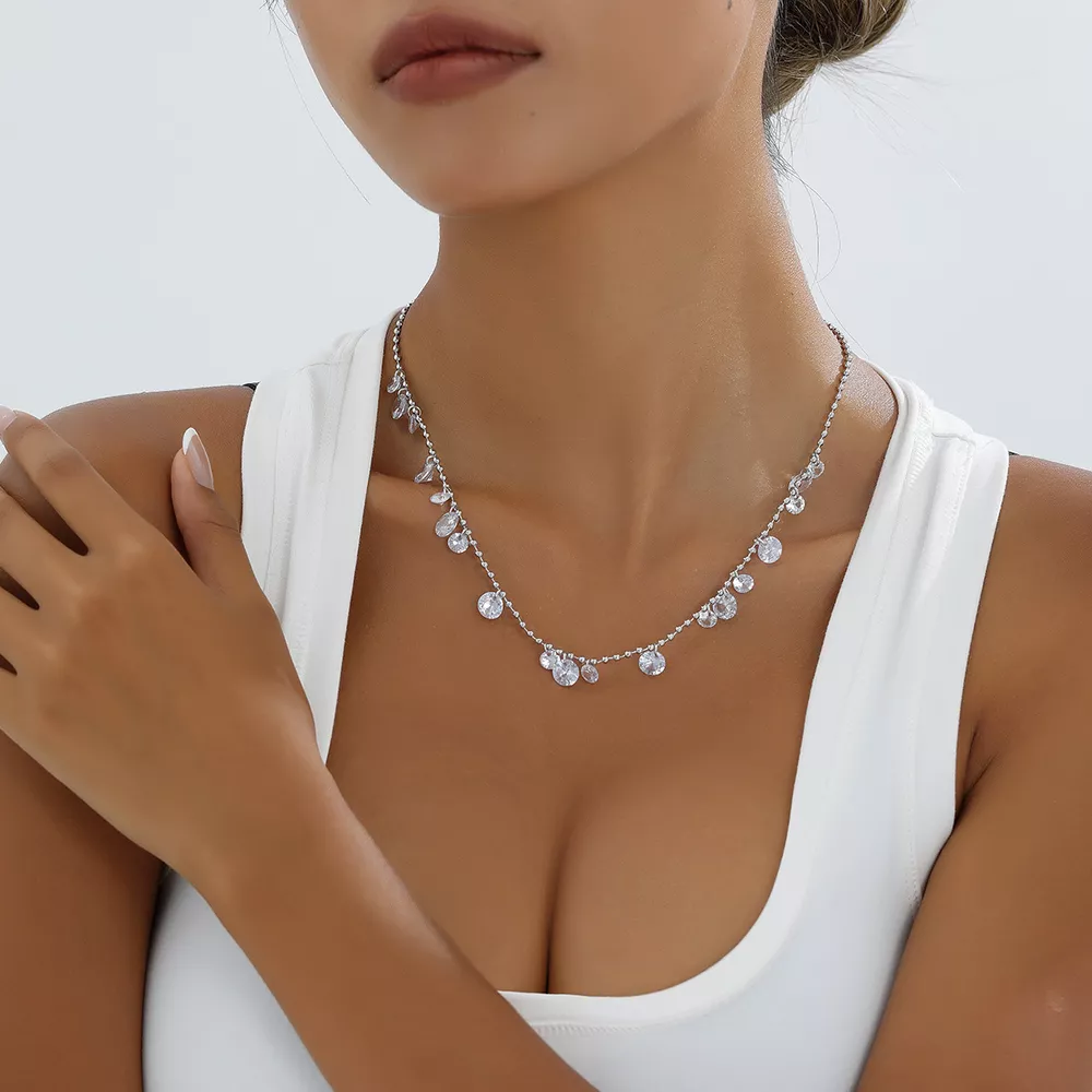 Sparkling Zircon Drop Necklace, image 3