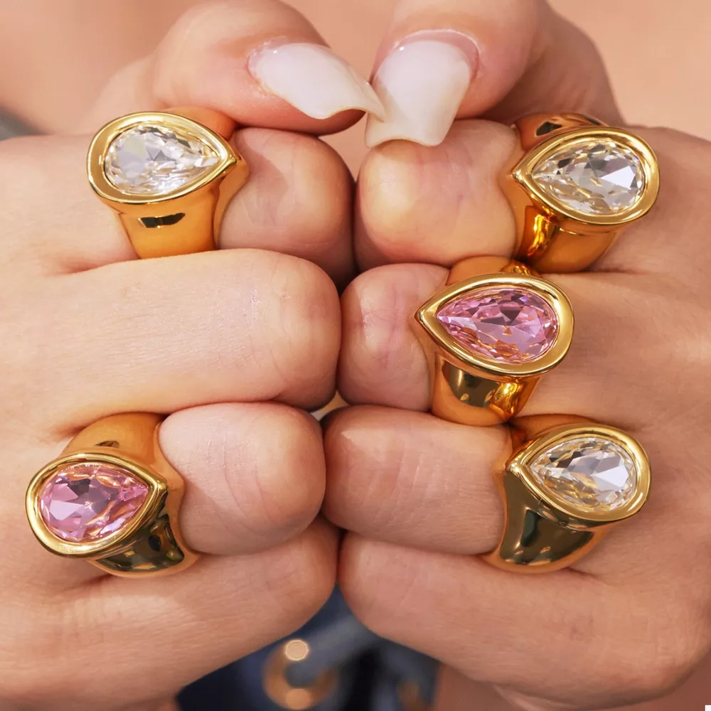 18K Gold-Plated Teardrop Zircon Ring, image 6