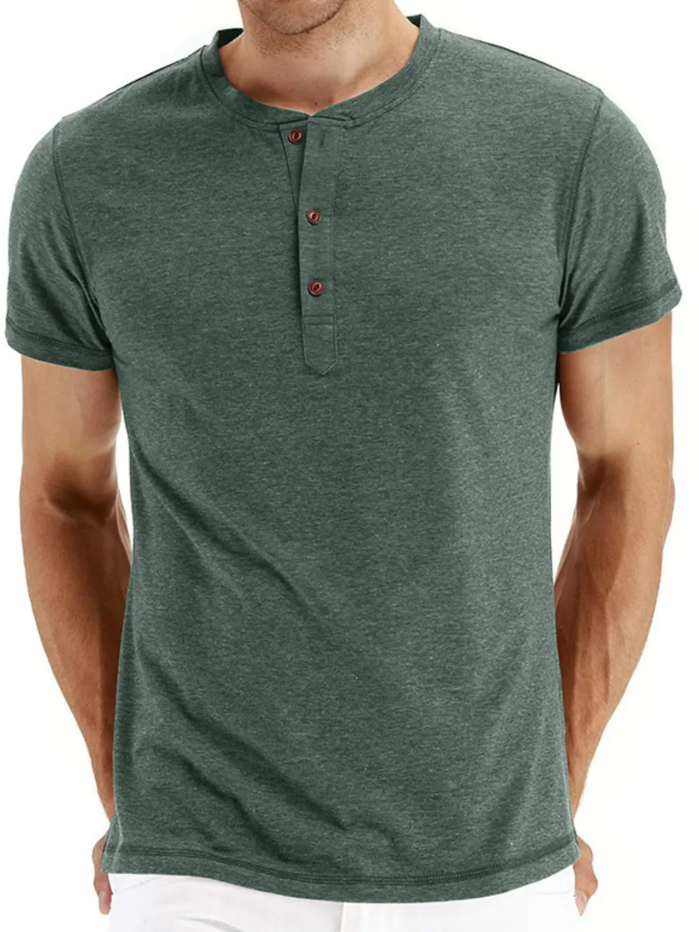 Men's Short Sleeve Henley Polo Shirt, image 4