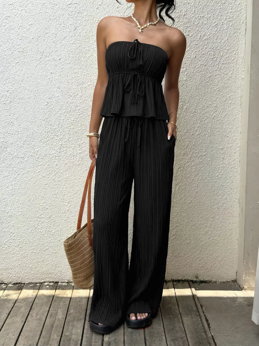 Tube Top and Wide-Leg Pants Set, image 10