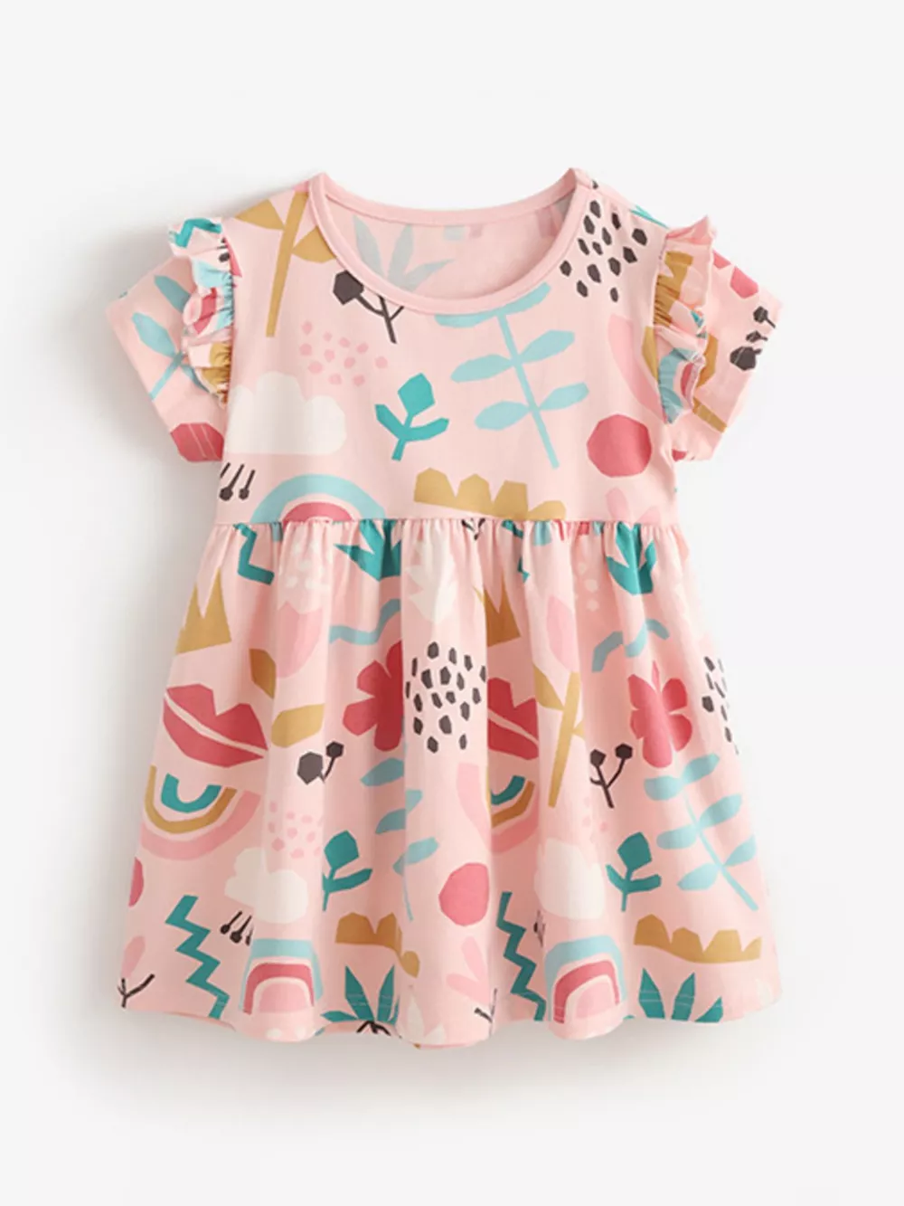 Children's Printed Ruffle Short Sleeve Casual Dress, image 2