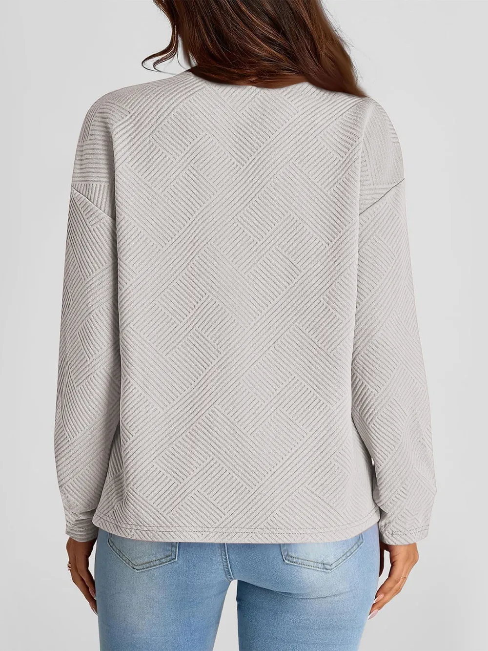 Full Size Texture Round Neck Long Sleeve Sweatshirt, image 12