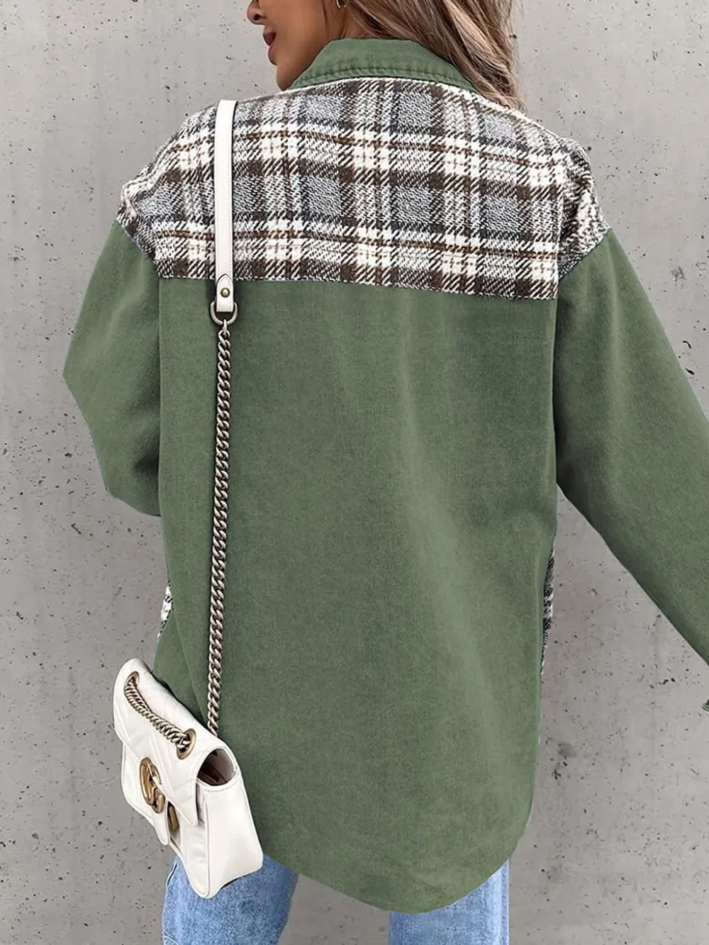 Plaid Button Up Dropped Shoulder Jacket, image 12