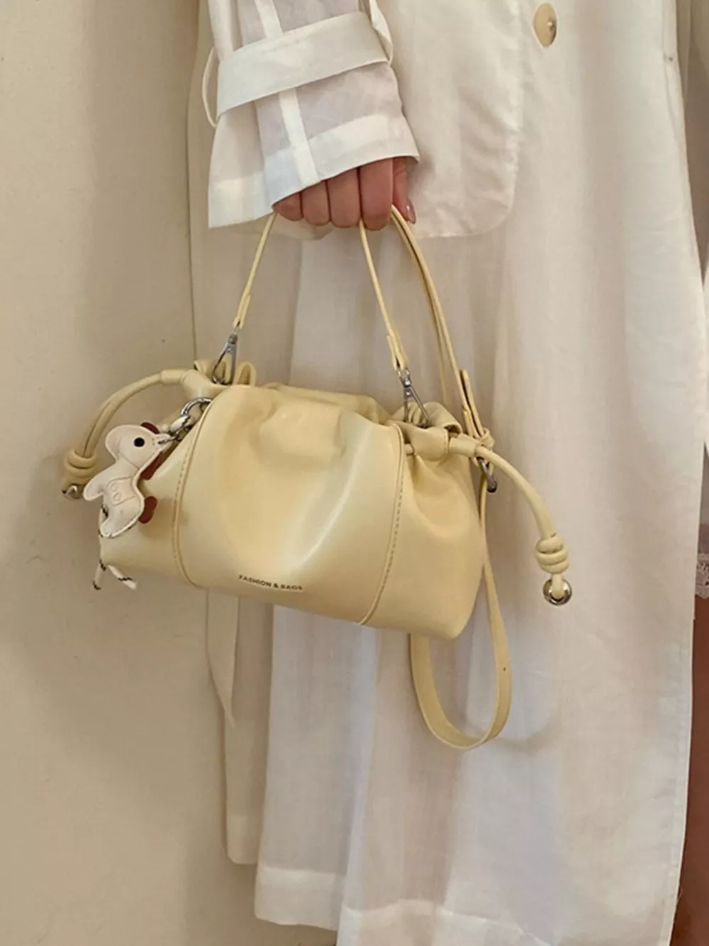 Drawstring Leather Crossbody Bag, image 12