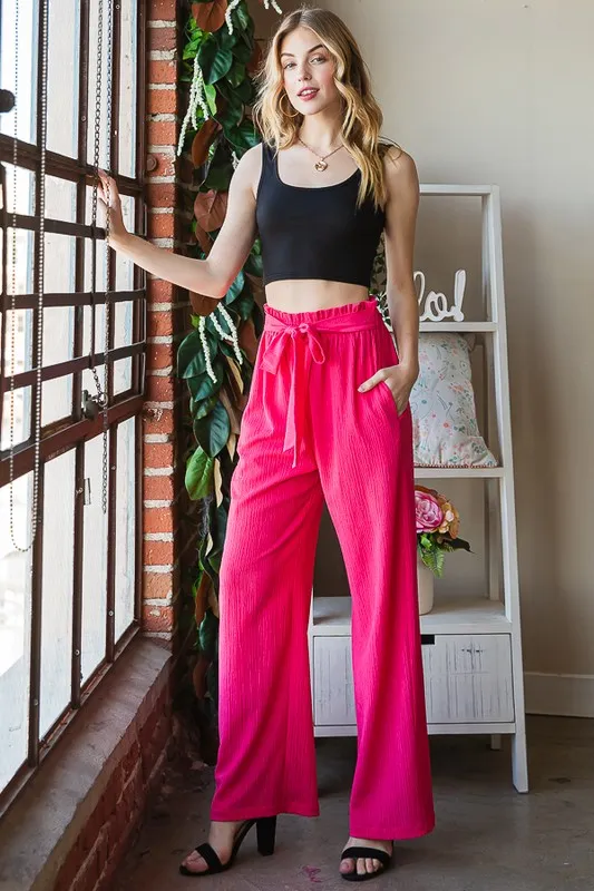 Full Size Front Tie Pants with Paperbag Waistband Plus Size, image 6