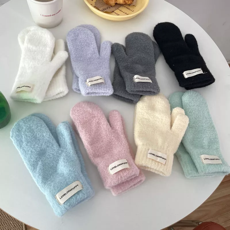 Warm Plush Knitted Mitten Gloves, image 2