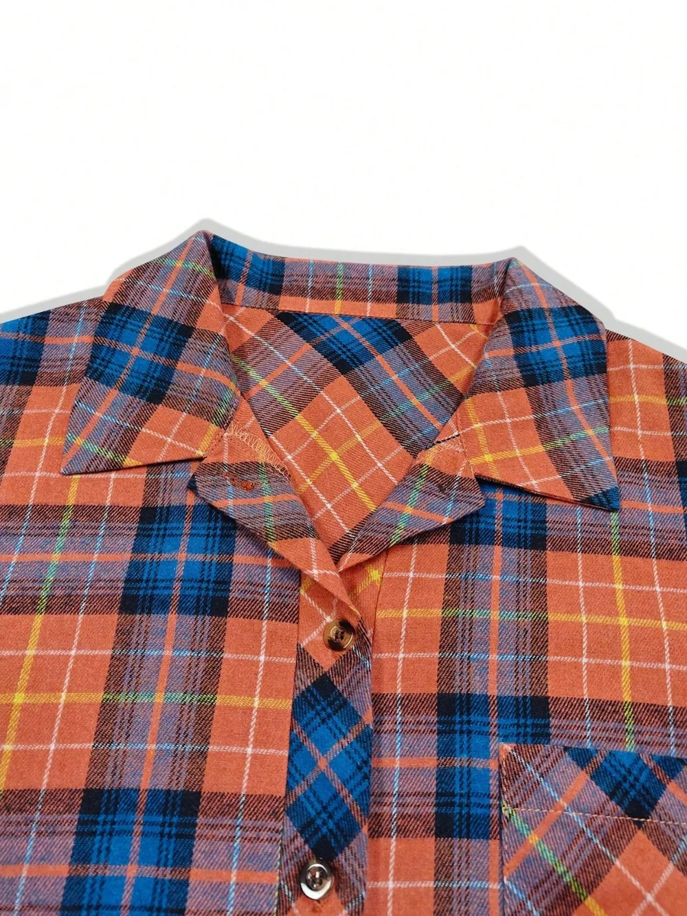 Plaid Collared Neck Long Sleeve Shirt, image 4