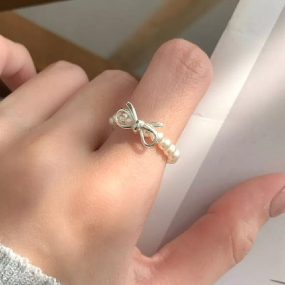 Bow Pearl Beaded Ring, image 5