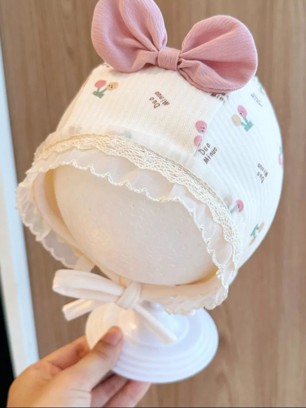 Children's Lace Detail Cute Bowknot Hat, image 3