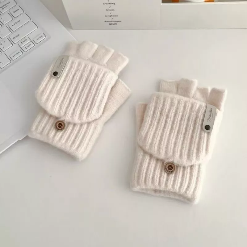 Convertible Knit Fingerless Gloves with Mitten Cover, image 2
