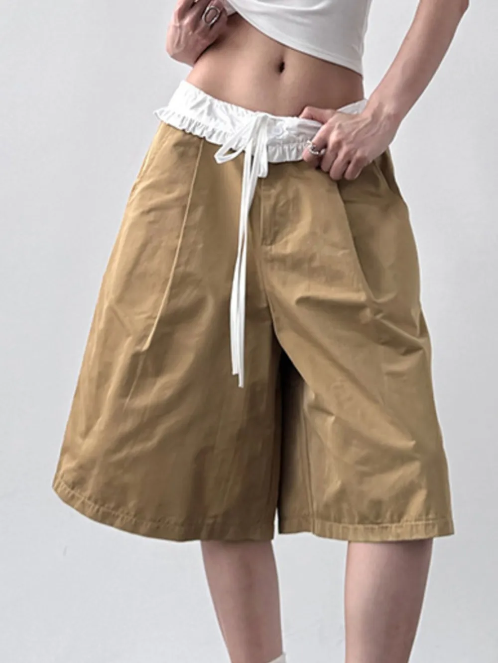 Contrast Waistband Wide-Leg Shorts, image 4