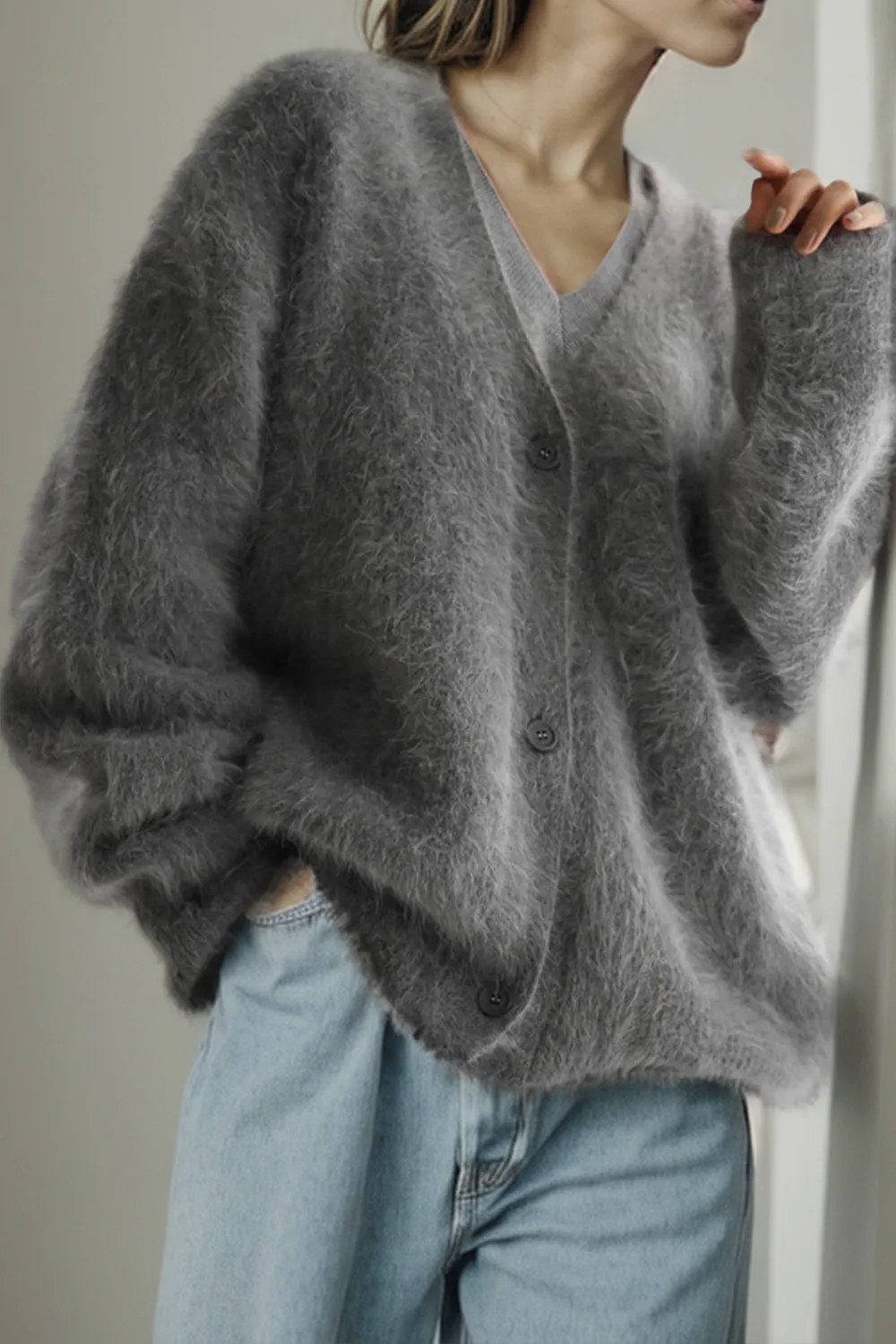 Button Up Dropped Shoulder Cardigan, image 7