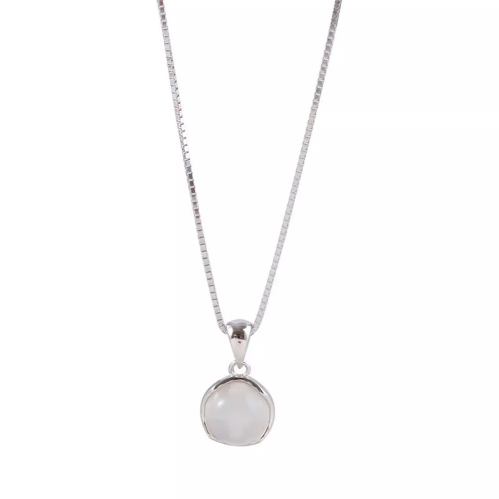 925 Sterling Silver Cat's Eye Stone Pendant Necklace, image 6