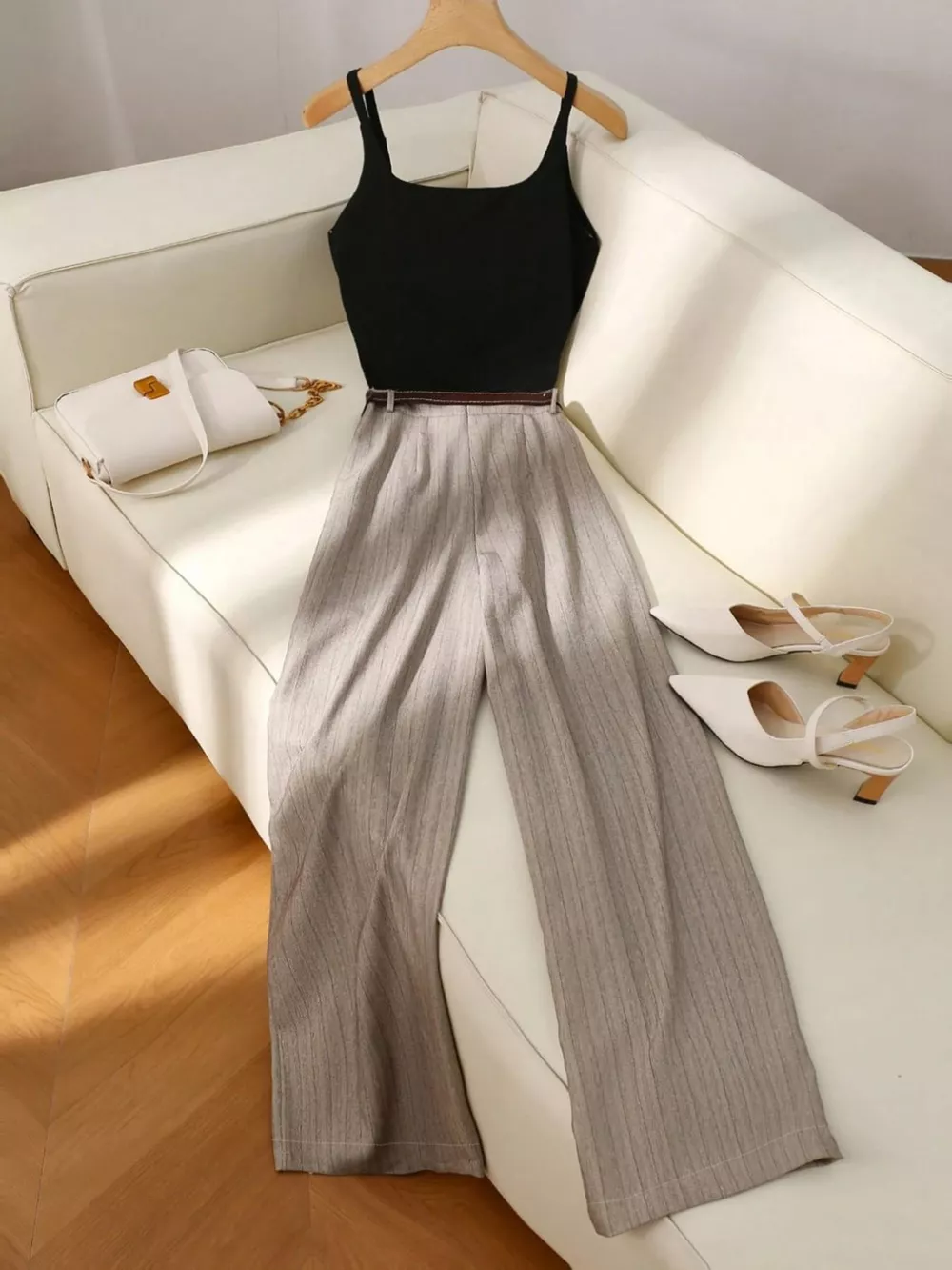 Sleeveless Top and Wide-Leg Pants Set, image 4