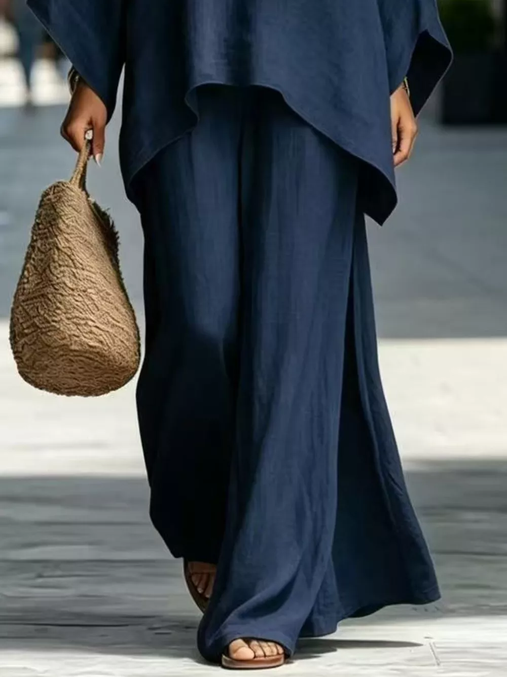 Full Size Batwing Sleeve Top and Wide-Leg Pants Set Plus Size, image 12