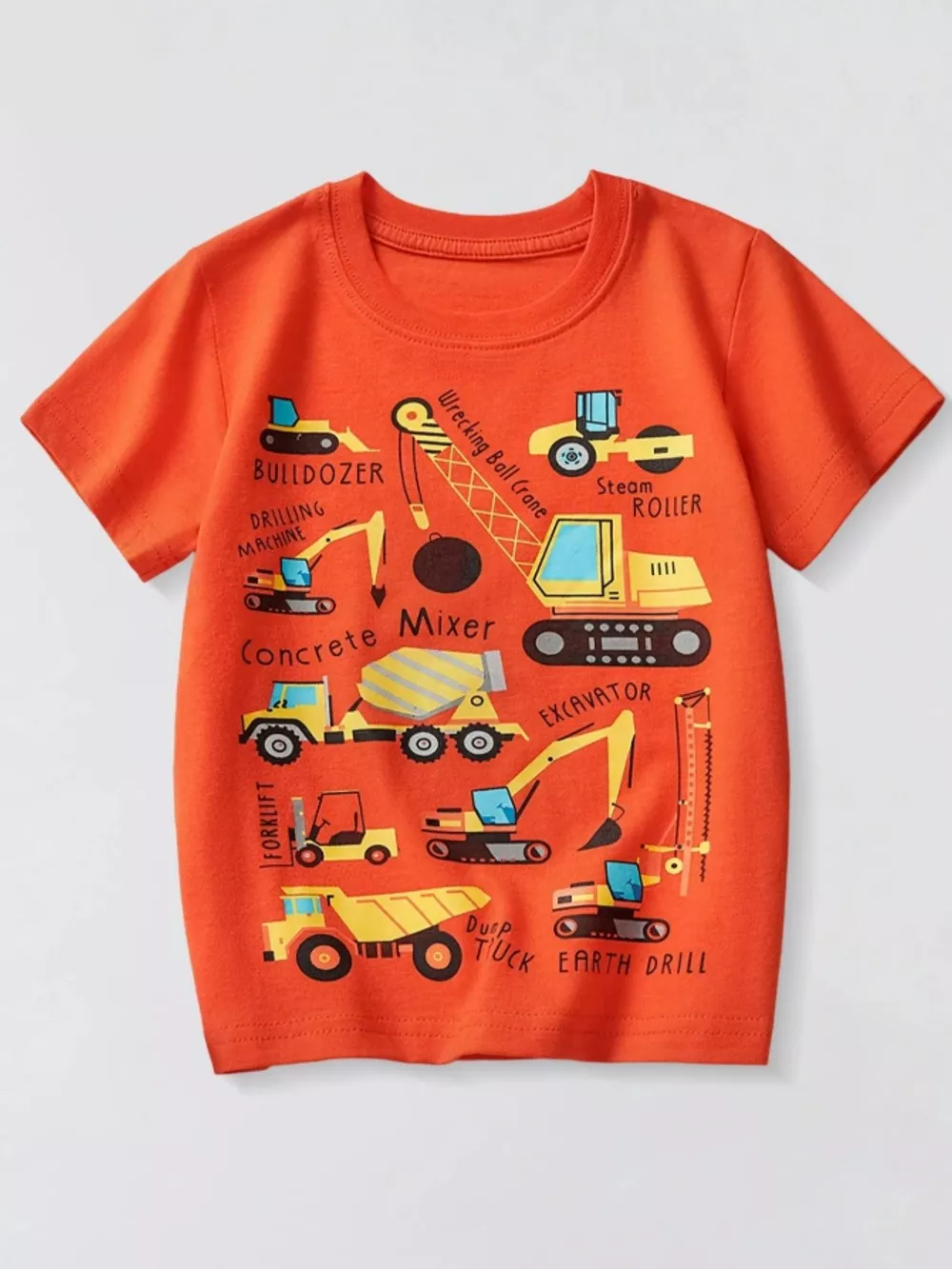 Children's Construction Vehicle Crew Neck Short Sleeve T-Shirt, image 2