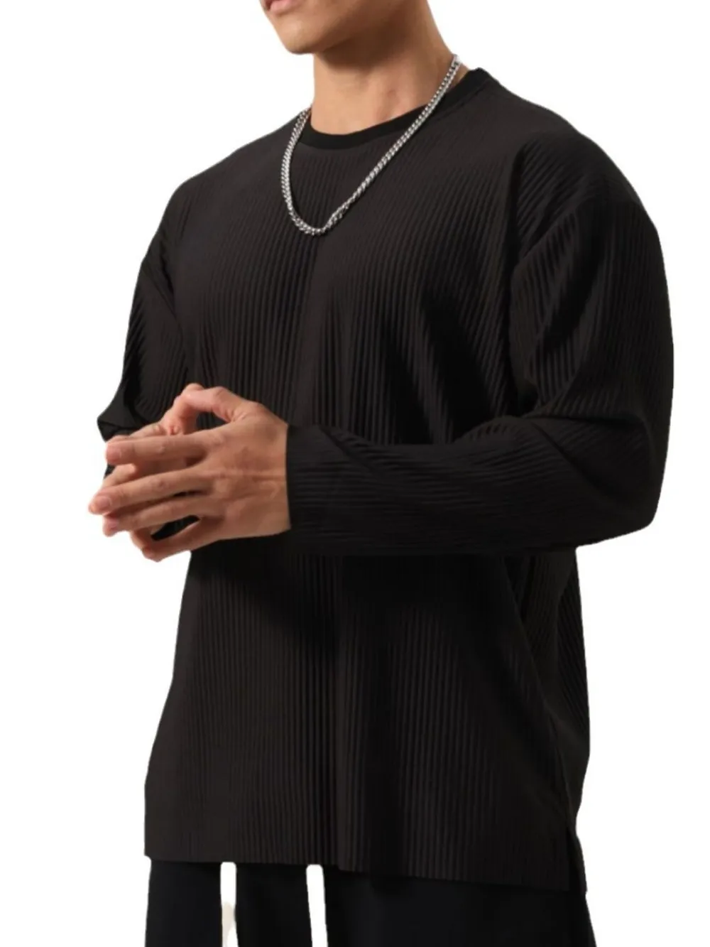 Men's Plus Size Round Neck Long Sleeve T-Shirt, image 6