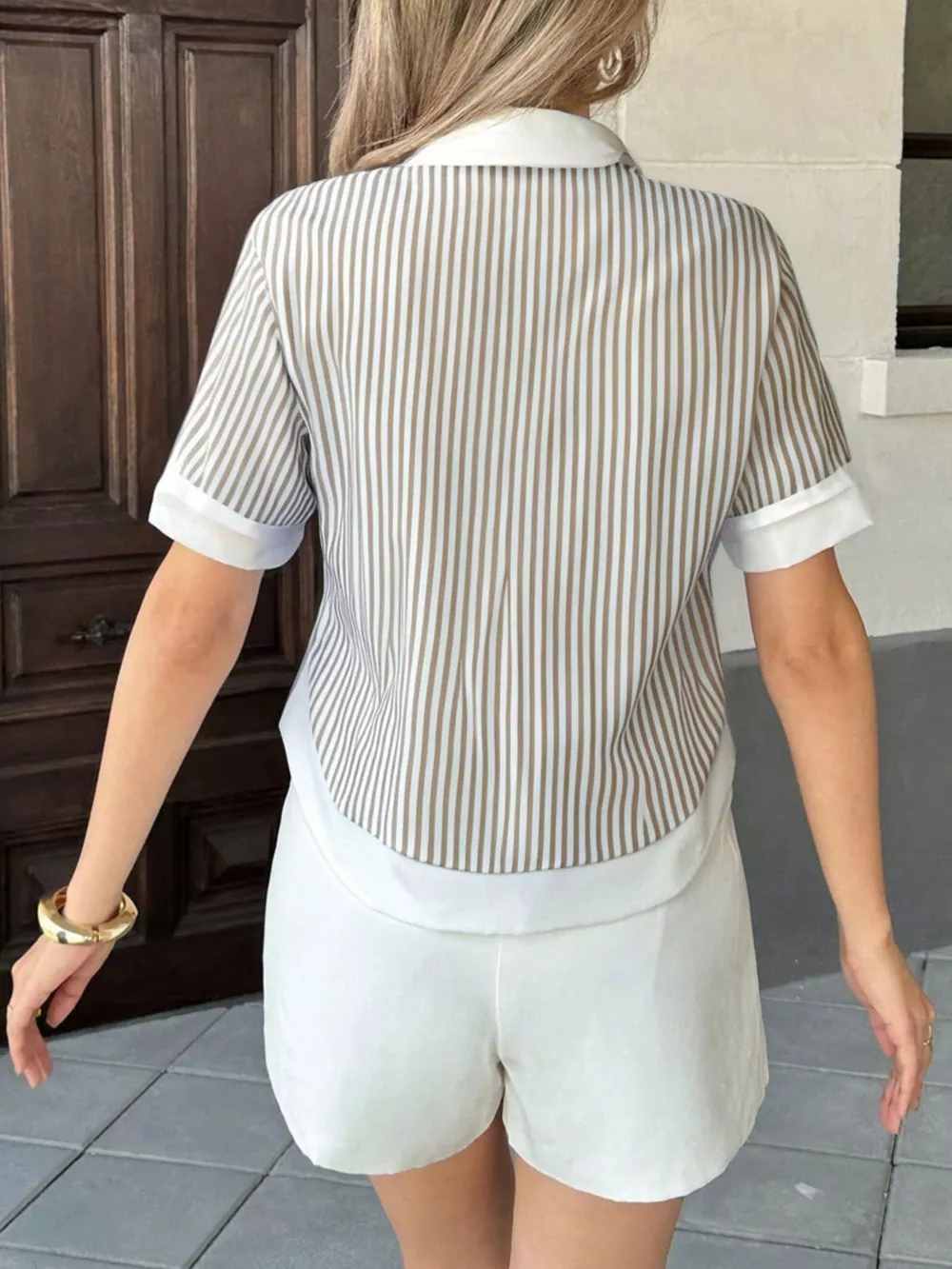 Striped Button-Down Short Sleeve Shirt, image 17