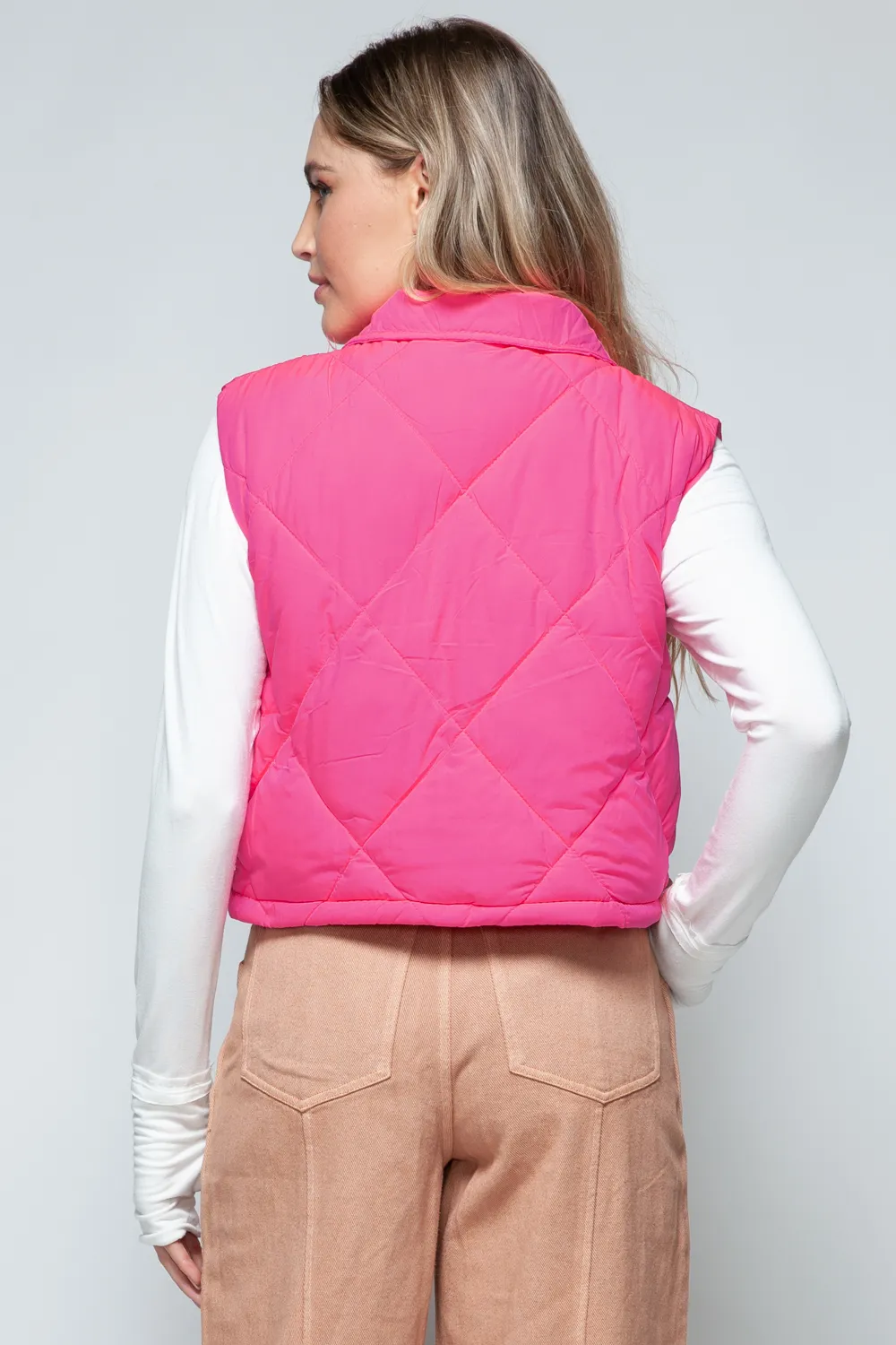 Snap Down Quilted Crop Vest, image 2